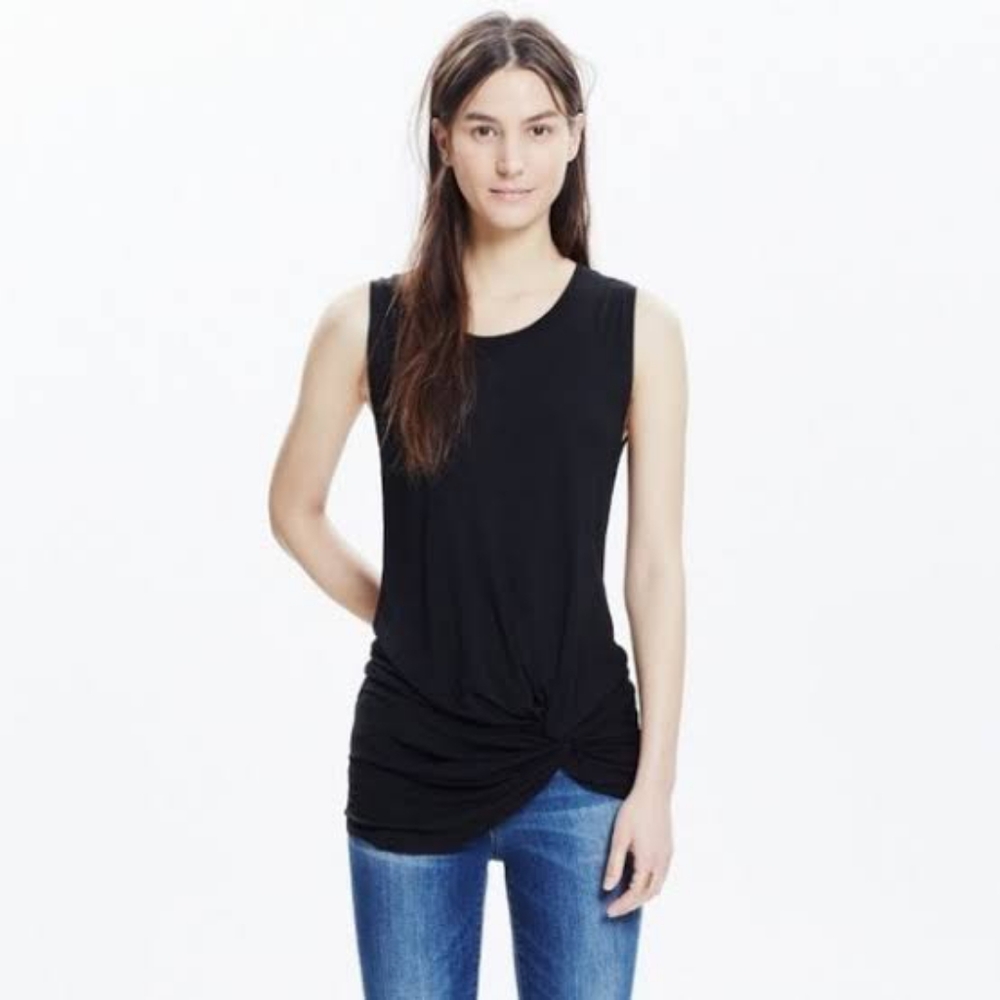 Madewell S Black Front Twist Tank